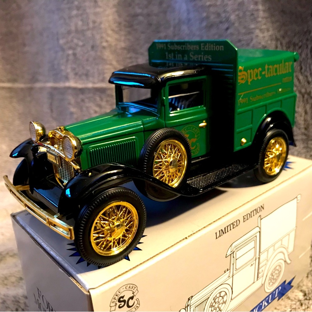 Green and Gold Model Truck Piggy Bank